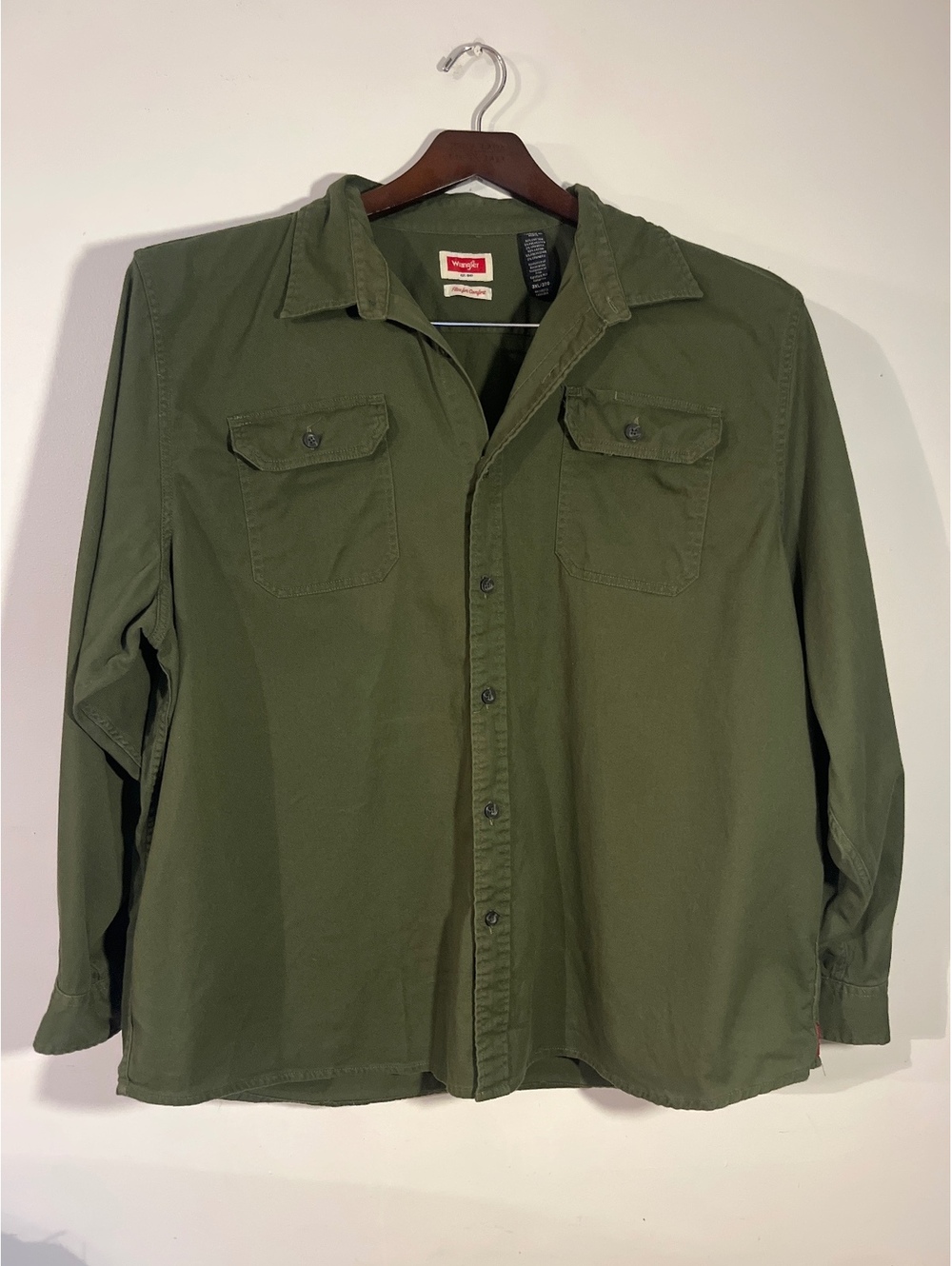 Wrangler Men's 3XL Olive Green Button-Up Shirt